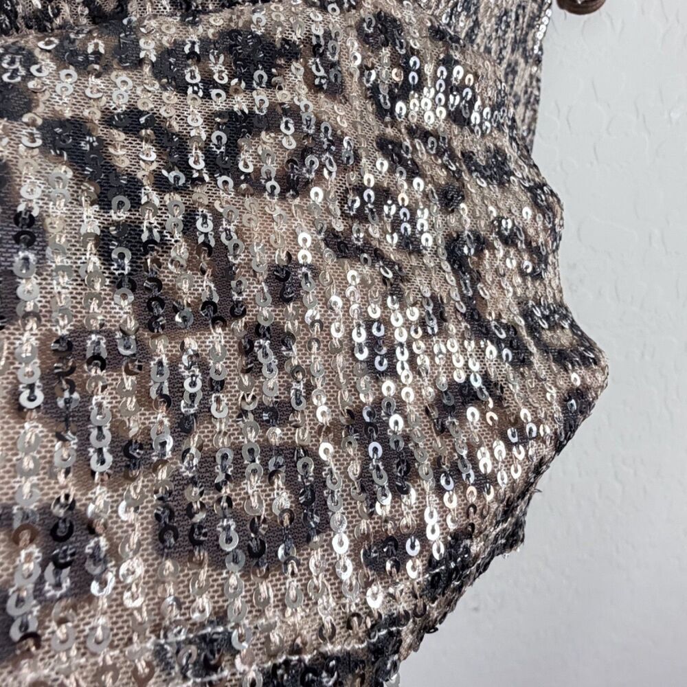 sans souci sequin medium leopard top y2k party mob wife beige, brown women's top - Picture 8 of 9